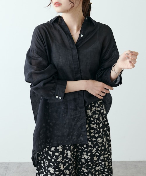 PUAL CE CIN（ピュアルセシン）の「【Du noir】ラミー長袖ブラウス（シャツ/ブラウス・レディース・グレー/ピンク/マスタード/ブラック・FREE）」の2枚目の写真