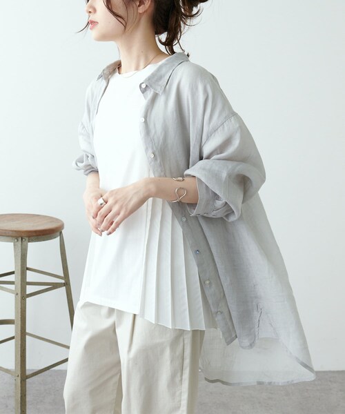 PUAL CE CIN（ピュアルセシン）の「【Du noir】ラミー長袖ブラウス（シャツ/ブラウス・レディース・グレー/ピンク/マスタード/ブラック・FREE）」の3枚目の写真