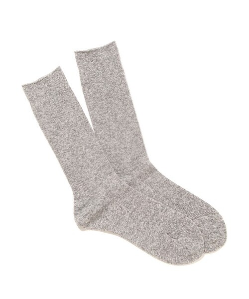 ADAM ET ROPE'（アダムエロペ）の「カシミヤ混ソックス（レッグウェア・レディース・グレー/ホワイト/ベージュ・M）」の2枚目の写真