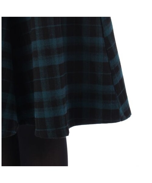 OZOC（オゾック）の「起毛チェックミディ丈フレアスカート（ひざ丈・レディース・ダークグリーン/ブラック・M）」の6枚目の写真