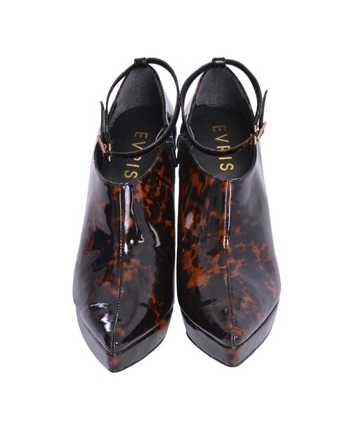 EVRIS(エヴリス)の「コンビヒールポインテッドブーティー(シューズ・レディース・ブラック/ミックス・S/M/L)」の4枚目の写真