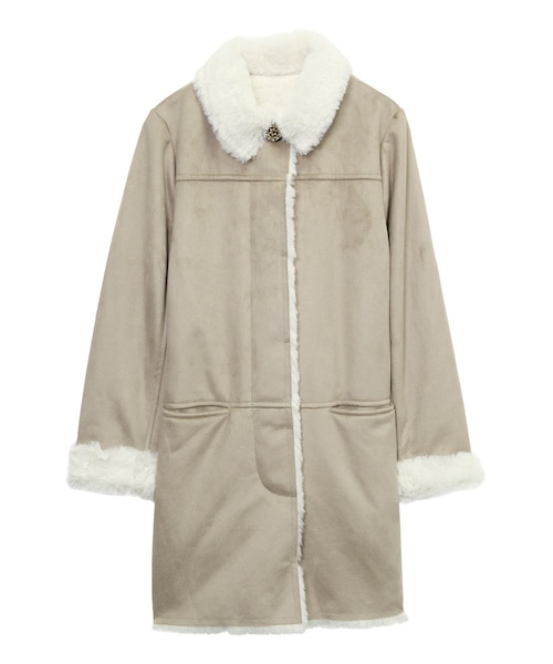 Ungrid(アングリッド)の「【Lady Like】フェイクムートンロングコート(ジャケット/アウター・レディース・ベージュ/キャメル・S/M)」の2枚目の写真