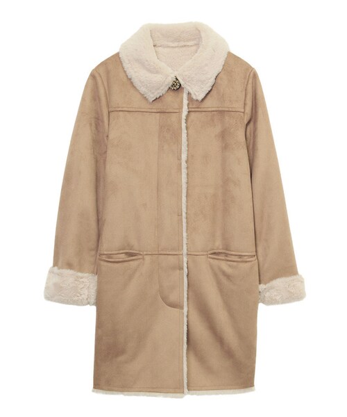 Ungrid(アングリッド)の「【Lady Like】フェイクムートンロングコート(ジャケット/アウター・レディース・ベージュ/キャメル・S/M)」の12枚目の写真