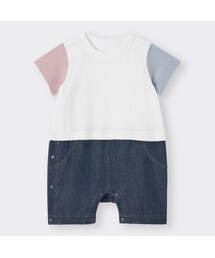 GU（ジーユー）の「BABY(NEWBORN)セパオール(半袖)(カラーブロック)+E（新生児）」