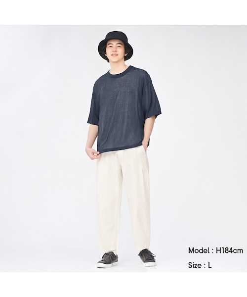 GU(ジーユー)の「ライトデニムカーブタックアンクルパンツ(ワイドパンツ・メンズ・GCL6262・GML006)」の1枚目の写真