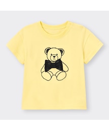 GU（ジーユー）の「BABY(TODDLER)GIRLSチュールリボンT(半袖)(ベア)+E（GIRLSトップス・ワンピース・キッズ）」