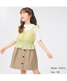 GU（ジーユー）の「GIRLSリネンブレンドフロントボタンスカート+X（スカート・キッズ）」