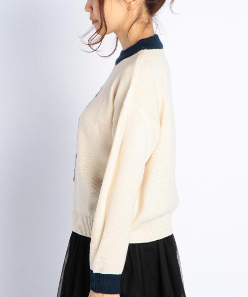 RAY CASSIN（レイカズン）の「【mer×村田倫子ちゃんコラボ】羊ニットトップス（トップス・レディース・ブルー/キナリ・FREE）」の3枚目の写真