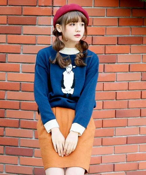 RAY CASSIN（レイカズン）の「【mer×村田倫子ちゃんコラボ】羊ニットトップス（トップス・レディース・ブルー/キナリ・FREE）」の2枚目の写真