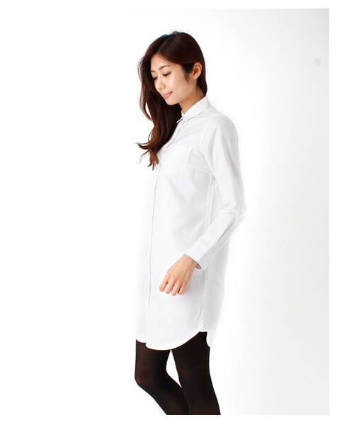 earth music&ecology（アースミュージックアンドエコロジー）の「オックスシャツワンピース（ワンピース・レディース・オフホワイト・XS/L）」の2枚目の写真