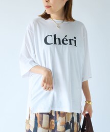 RIVE DROITE（リヴドロワ）の「予約【女性らしいロゴがアクセント】CheriハーフスリーブTシャツ（Tシャツ/カットソー）」