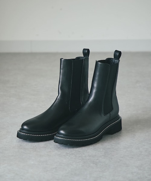 un dix cors（アンディコール）の「《予約》【EVOL】トラックソールサイドゴアブーツ（その他シューズ・レディース・アイボリー/ブラック・S/M/L）」の2枚目の写真