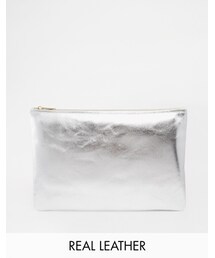 American Apparel | American Apparel Metallic Leather Silver Clutch Bag - Silver(クラッチバッグ)