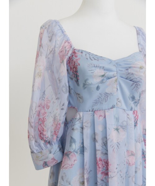 Marjorie（マージョリー）の「凡間精靈，獨家夢幻花卉腰際鏤空壓摺洋裝（ワンピース/ドレス・レディース・印花・XS/S/M/L）」の9枚目の写真