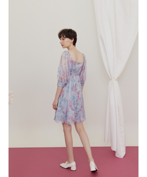 Marjorie（マージョリー）の「凡間精靈，獨家夢幻花卉腰際鏤空壓摺洋裝（ワンピース/ドレス・レディース・印花・XS/S/M/L）」の6枚目の写真