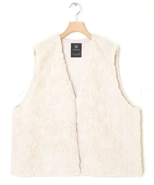 w closet(ダブルクローゼット)の「★先行予約★フェイクファーベスト【8月中旬入荷】(ジャケット/アウター・レディース・エクリュ/モカグレー/Dベージュ・FREE)」の1枚目の写真