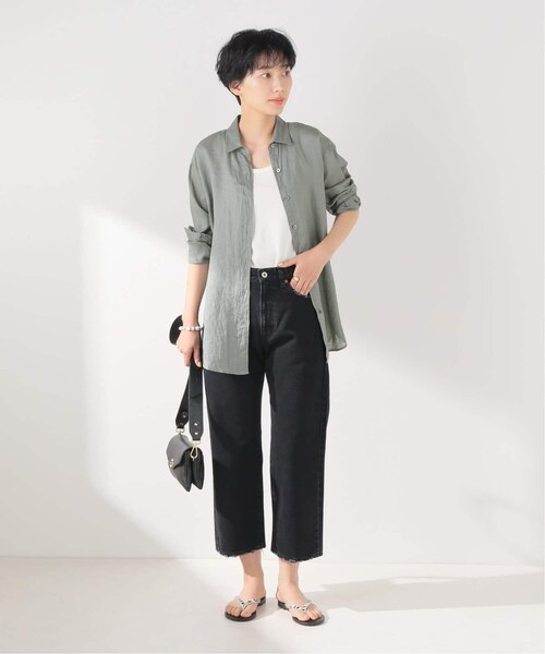 FRAMeWORK（フレームワーク）の「ワッシャーリネンレギュラーシャツ（トップス・カーキ/(036)/フリー/在庫あり）」の2枚目の写真