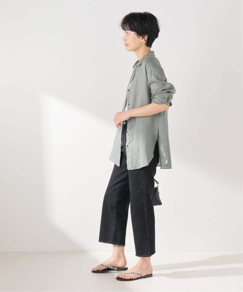 FRAMeWORK（フレームワーク）の「ワッシャーリネンレギュラーシャツ（トップス・カーキ/(036)/フリー/在庫あり）」の3枚目の写真