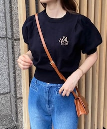 one after another NICE CLAUP | ブローチ付き半袖ニット(ニット/セーター)