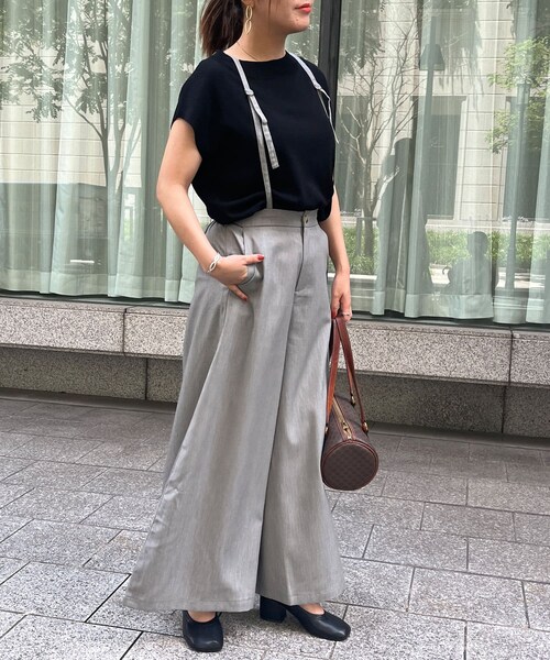 Chez toi（シェトワ）の「サス付ワイドPT（その他パンツ・レディース・ライトグレー/カーキ/ブラック・F）」の2枚目の写真