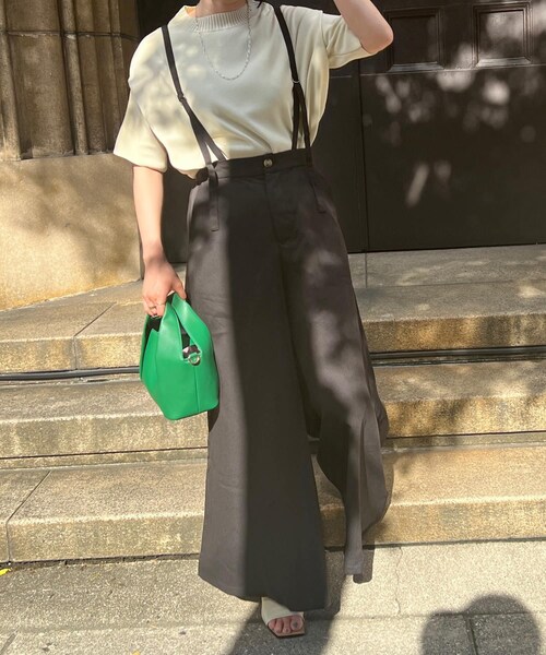 Chez toi（シェトワ）の「サス付ワイドPT（その他パンツ・レディース・ライトグレー/カーキ/ブラック・F）」の3枚目の写真