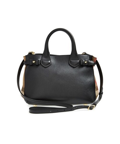 BURBERRY（バーバリー）の「Burberry 'Small Banner' House Check Leather Tote（トートバッグ・レディース・Black）」の3枚目の写真