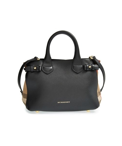 BURBERRY（バーバリー）の「Burberry 'Small Banner' House Check Leather Tote（トートバッグ・レディース・Black）」の4枚目の写真