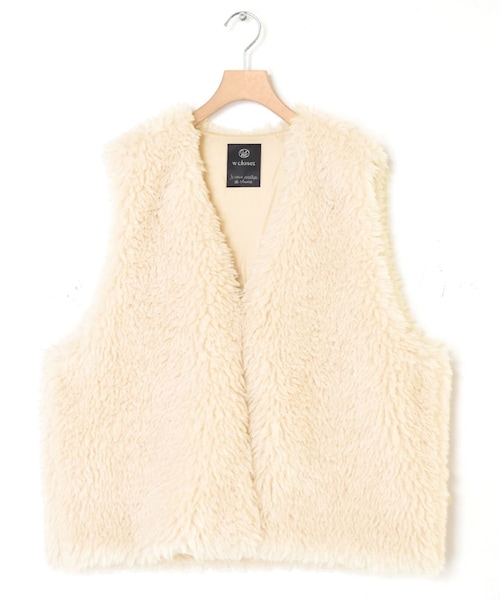 w closet(ダブルクローゼット)の「★先行予約★ボリュームフェイクファーベスト【8月中旬入荷】(ジャケット/アウター・レディース・アイボリー/Lベージュ/モカ・FREE)」の5枚目の写真