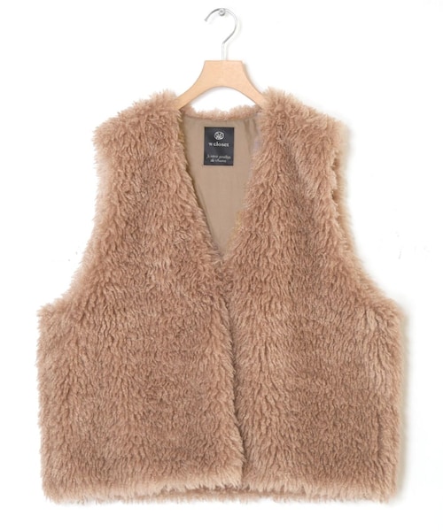 w closet(ダブルクローゼット)の「★先行予約★ボリュームフェイクファーベスト【8月中旬入荷】(ジャケット/アウター・レディース・アイボリー/Lベージュ/モカ・FREE)」の6枚目の写真