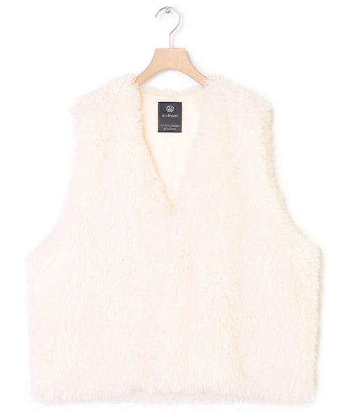 w closet(ダブルクローゼット)の「★先行予約★ボリュームフェイクファーベスト【8月中旬入荷】(ジャケット/アウター・レディース・アイボリー/Lベージュ/モカ・FREE)」の4枚目の写真