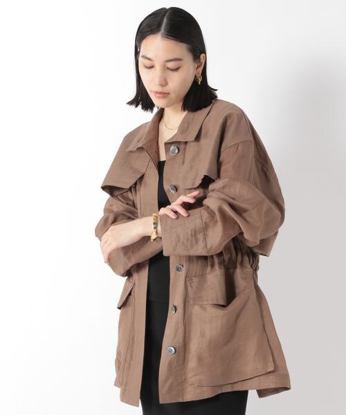 Chaos（カオス）の「フロマージュリネンブルゾン（ジャケット/アウター・レディース・ブラック09/ベージュ55/ライトベージュ56/モカ59/ネイビー88・FREE）」の4枚目の写真