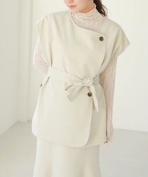 Heather | サイドスリットノーカラーダブルボタンジレ(ジャケット/アウター)