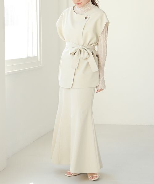 Heather（ヘザー）の「サイドスリットノーカラーダブルボタンジレ（ジャケット/アウター・レディース・アイボリー 08/ブラック 09/ベージュ 50・FREE）」の5枚目の写真