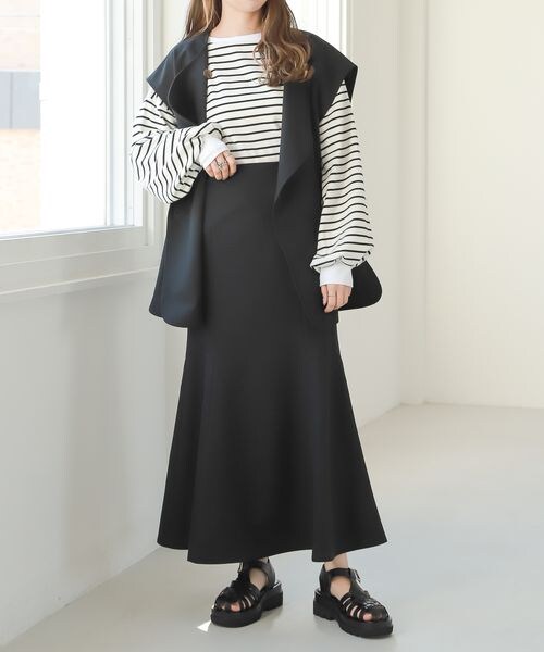 Heather（ヘザー）の「サイドスリットノーカラーダブルボタンジレ（ジャケット/アウター・レディース・アイボリー 08/ブラック 09/ベージュ 50・FREE）」の12枚目の写真