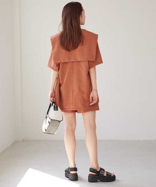 Heather（ヘザー）の「リネンライクセーラーカラー半袖ジャケット 