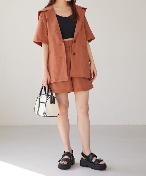Heather（ヘザー）の「リネンライクセーラーカラー半袖ジャケット 