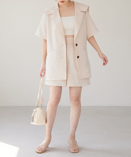 Heather（ヘザー）の「リネンライクセーラーカラー半袖ジャケット 