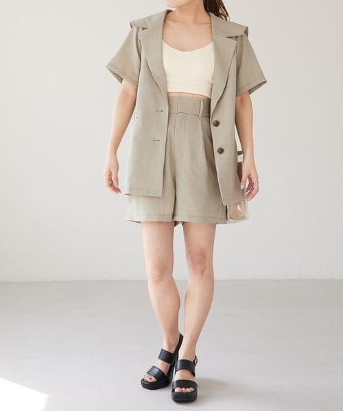Heather（ヘザー）の「リネンライクセーラーカラー半袖ジャケット 