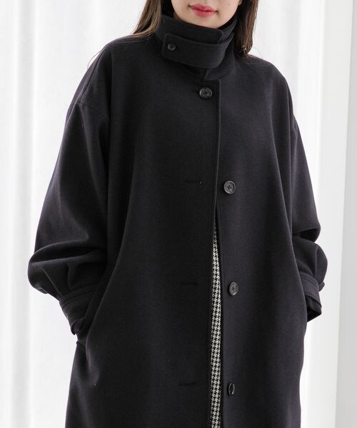 Heather ブラック ロングコート Heather（ヘザー）の「WOOLLYTECH/2WAYロングコート（）」 - WEAR
