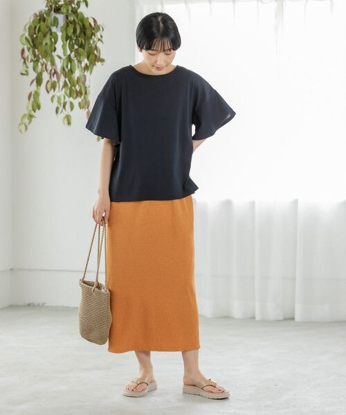 LEPSIM（レプシィム）の「ヨウリュウナロースカート（スカート・レディース・ブラック09/オレンジ45/モカ54/ブルーグリーン75・FREE SIZE/FREE TALL）」の9枚目の写真