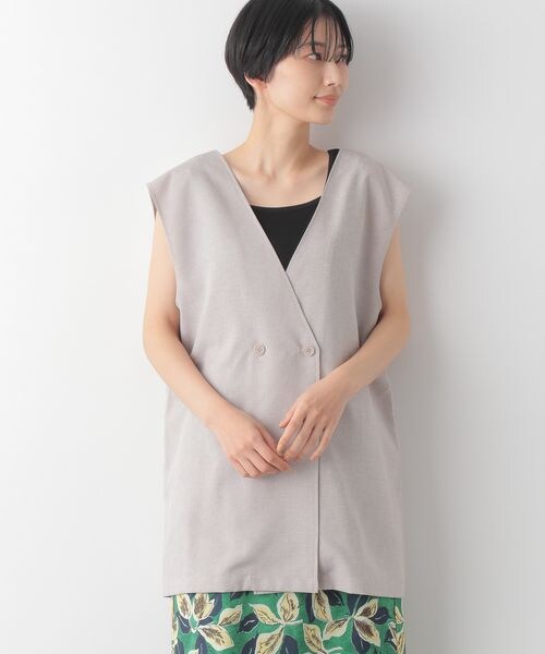 LEPSIM（レプシィム）の「リネンライク2WAYジレ（トップス・レディース・【NEW】ブラック09/グレージュ13/ブラウン58・FREE SIZE）」の2枚目の写真