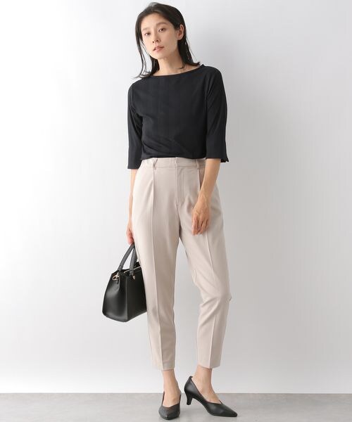 LEPSIM（レプシィム）の「ボートネックリブカットソー6分袖（トップス・レディース・オフホワイト05/ブラック09/ブラウン58・M/L）」の5枚目の写真