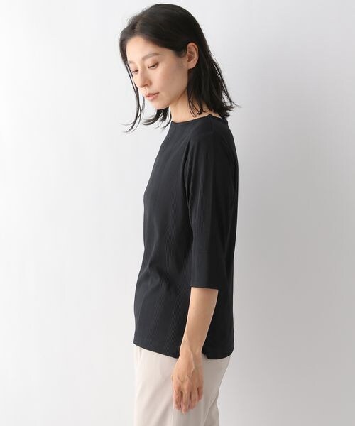LEPSIM（レプシィム）の「ボートネックリブカットソー6分袖（トップス・レディース・オフホワイト05/ブラック09/ブラウン58・M/L）」の8枚目の写真