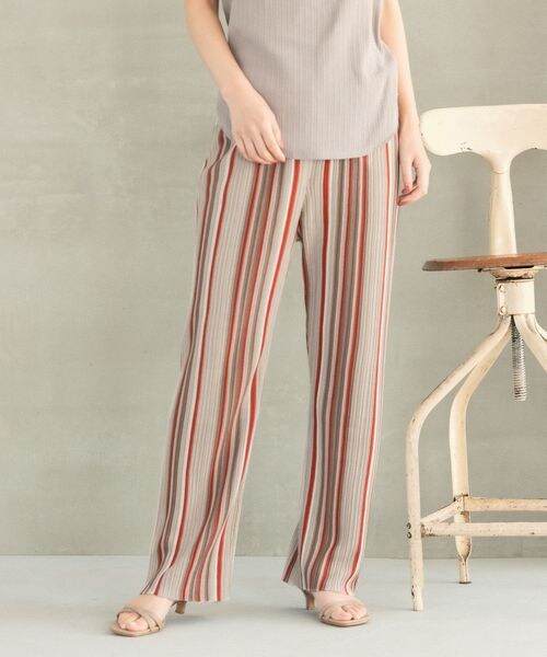 LEPSIM(レプシィム)の「12ゲージマルチストライプパンツ(パンツ・レディース・グレージュ13/ブラウン58・FREE SIZE)」の1枚目の写真