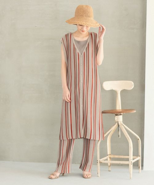 LEPSIM(レプシィム)の「12ゲージマルチストライプパンツ(パンツ・レディース・グレージュ13/ブラウン58・FREE SIZE)」の3枚目の写真