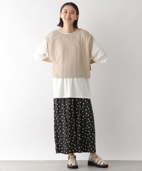 LEPSIM（レプシィム）の「メッシュ2ピースセットカットソー（トップス・レディース・ブラック09/グレージュ13・FREE SIZE）」の4枚目の写真