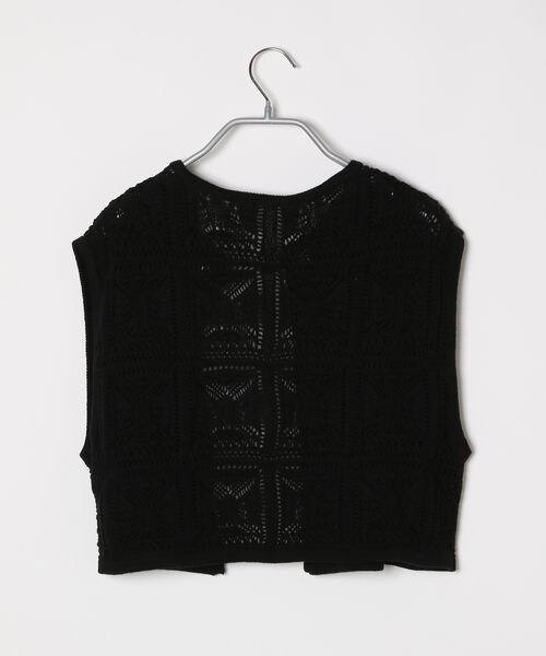 LOWRYS FARM（ローリーズファーム）の「オープンワークニットジレ（トップス・レディース・アイボリー08/ブラック09/ブラウン58・F）」の12枚目の写真