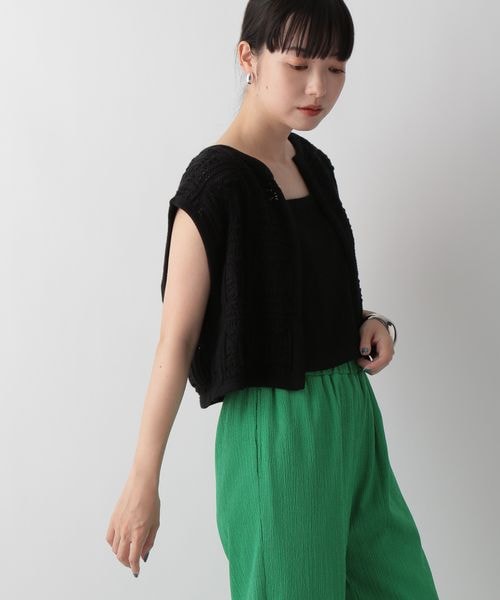 LOWRYS FARM（ローリーズファーム）の「オープンワークニットジレ（トップス・レディース・アイボリー08/ブラック09/ブラウン58・F）」の11枚目の写真