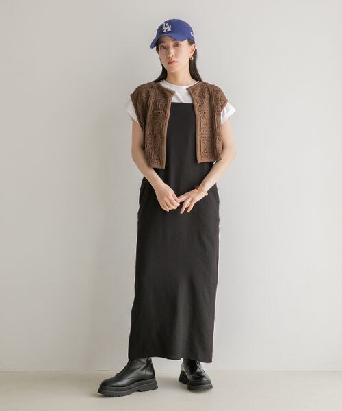 LOWRYS FARM（ローリーズファーム）の「オープンワークニットジレ（トップス・レディース・アイボリー08/ブラック09/ブラウン58・F）」の4枚目の写真