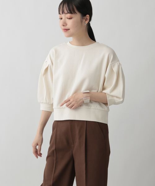 LOWRYS FARM（ローリーズファーム）の「カットカーディガン５分袖（トップス・レディース・アイボリー08/ブラック09/グレー12/グリーン75・F）」の16枚目の写真